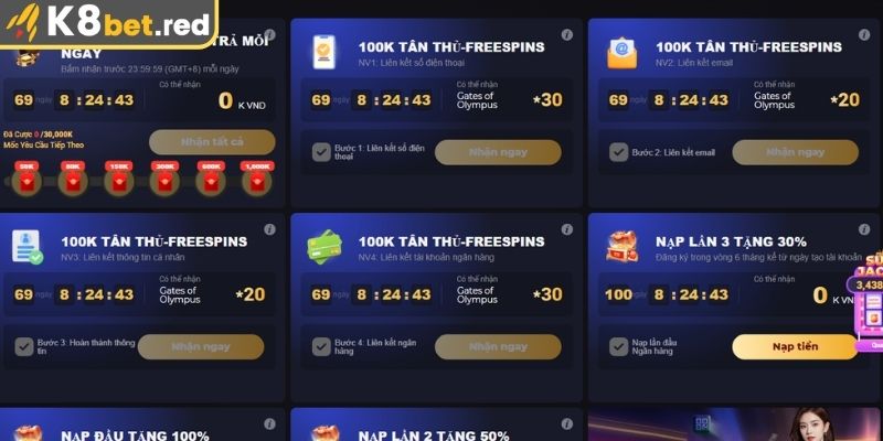 Khuyến Mãi K8bet - Cập Nhật Ưu Đãi Cực Khủng Năm 2025 1 Quà tặng tân thủ miễn phí 100.000 VNĐ